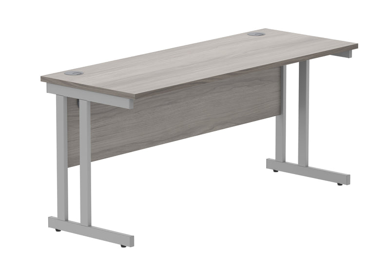 Core Twin Upright 600mm Deep Rectangular Desk - Alaskan Grey Oak - NWOF