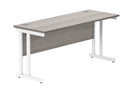 Core Twin Upright 600mm Deep Rectangular Desk - Alaskan Grey Oak - NWOF