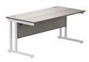 Core Twin Upright 800mm Deep Rectangular Desk - Alaskan Grey Oak - NWOF