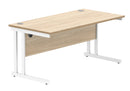 Core Twin Upright 800mm Deep Rectangular Desk - Canadian Oak - NWOF