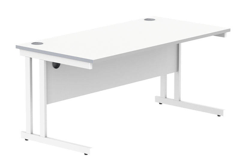 Core Twin Upright 800mm Deep Rectangular Desk - Arctic White - NWOF