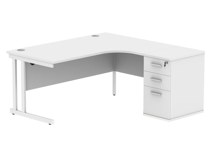 Core Twin Upright Radial Desk Bundle - Arctic White - NWOF