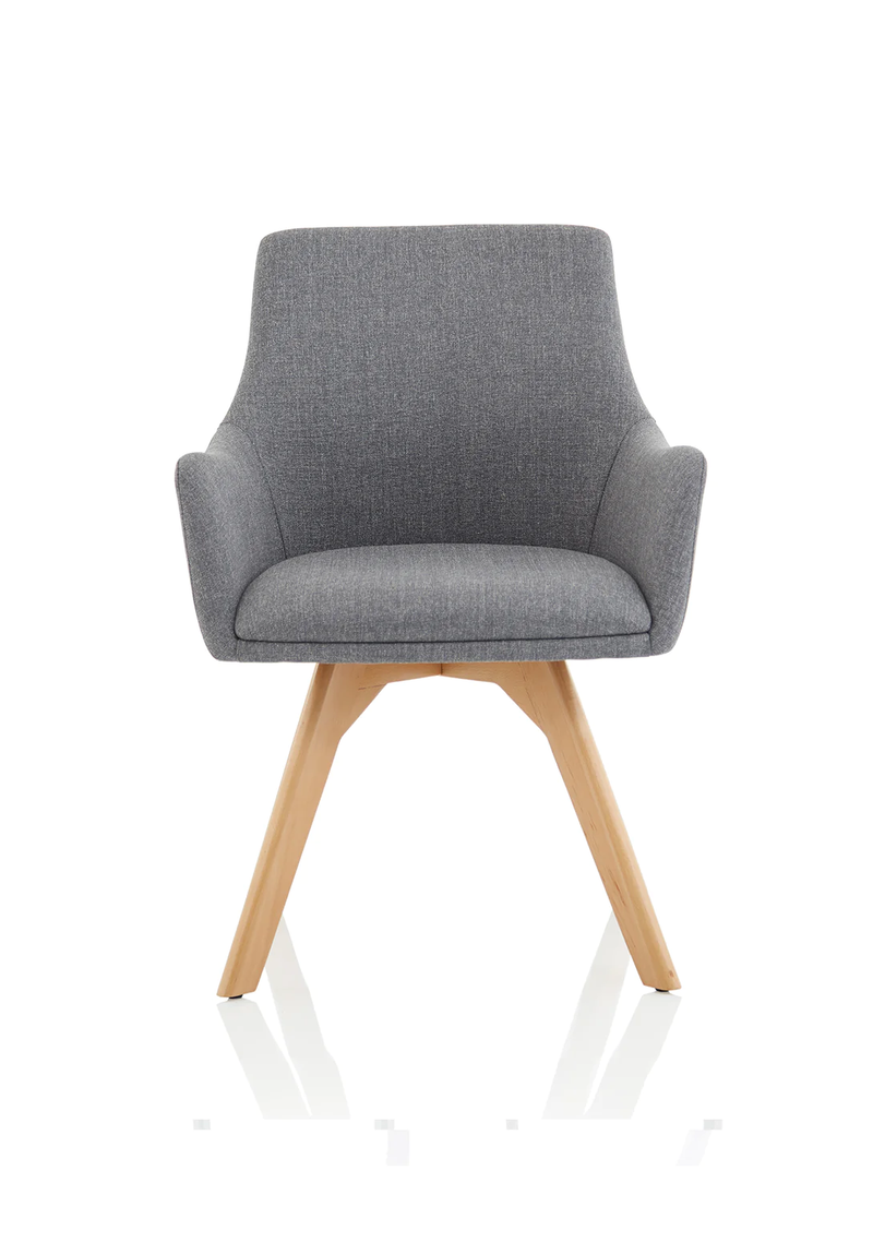 Carmen Grey Fabric Wooden Leg Visitor Chair - NWOF