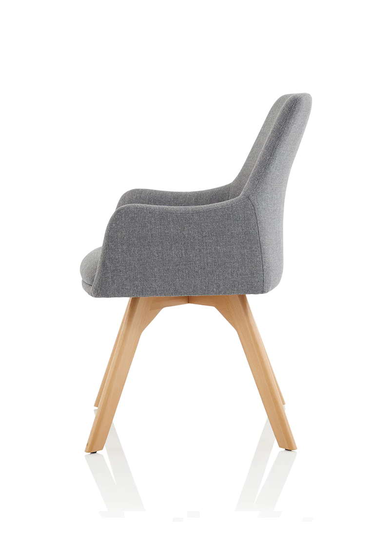 Carmen Grey Fabric Wooden Leg Visitor Chair - NWOF