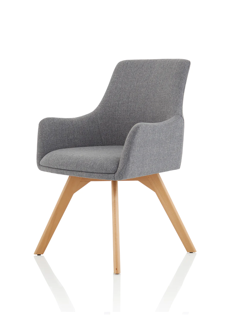 Carmen Grey Fabric Wooden Leg Visitor Chair - NWOF