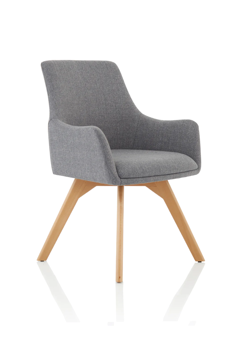Carmen Grey Fabric Wooden Leg Visitor Chair - NWOF