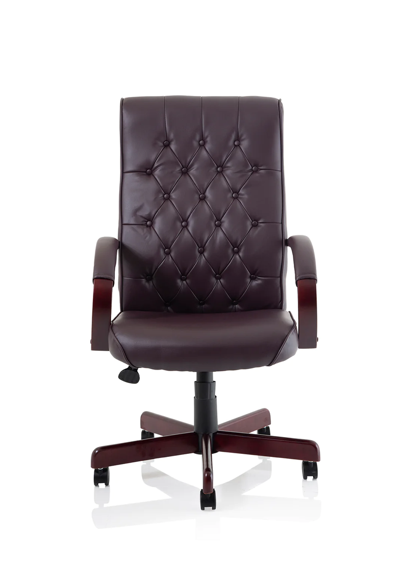 Chesterfield Executive Chair Burgundy Leather With Arms - NWOF