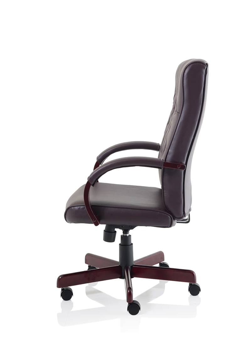 Chesterfield Executive Chair Burgundy Leather With Arms - NWOF