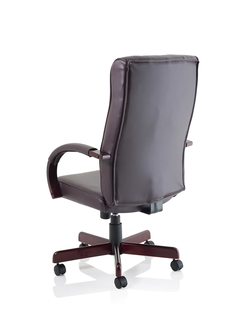 Chesterfield Executive Chair Burgundy Leather With Arms - NWOF