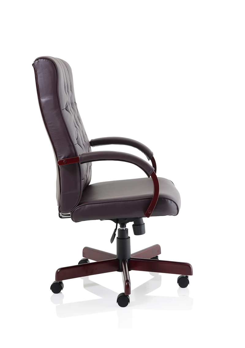 Chesterfield Executive Chair Burgundy Leather With Arms - NWOF