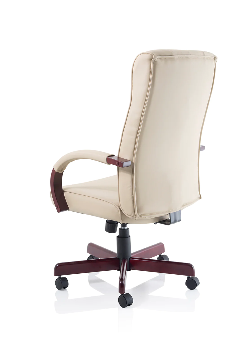 Chesterfield Executive Chair Cream Leather With Arms - NWOF