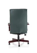 Chesterfield Executive Chair Green Leather With Arms - NWOF