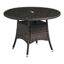Clova Dining Table - Brown Weave With Glass Top - NWOF