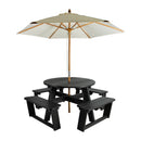EKO 8 Seater Round Picnic Table - Black - NWOF