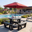 EKO 8 Seater Round Picnic Table - Black - NWOF