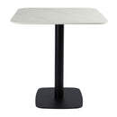 Extrema Premium complete dining table by ZAP with white marble tabletop and black Boston base, showcasing elegant modern design
