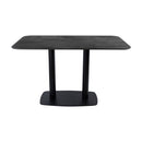 Extrema Premium Complete Dining Table by ZAP with black moon tabletop and Boston black base, showcasing a modern dining furniture design.