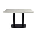 Extrema Premium complete dining table by ZAP with white marble tabletop and black Boston base, modern and elegant design.