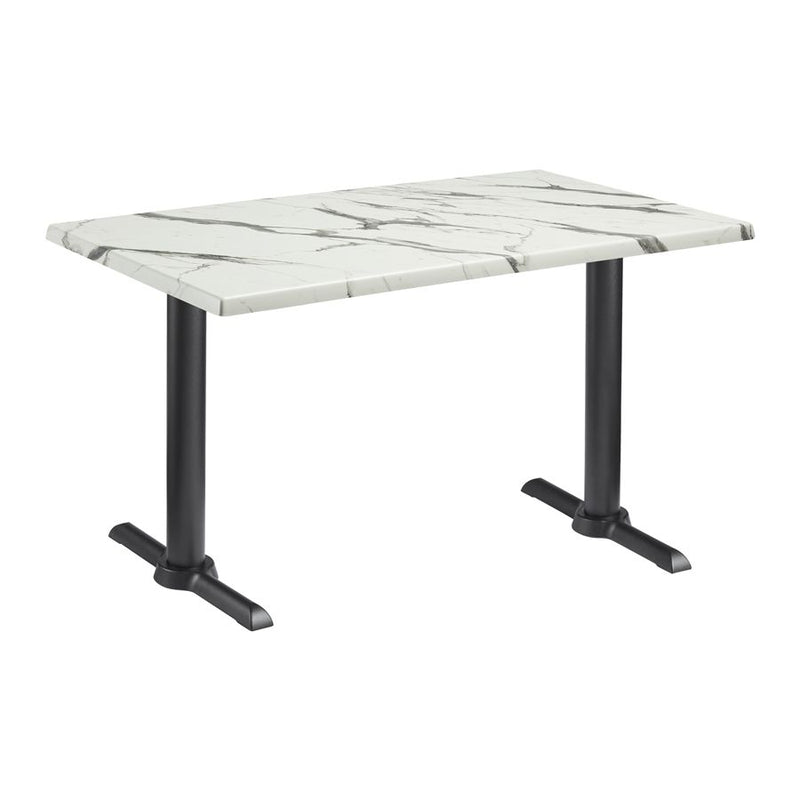 Enduratop Complete Straight Dining Table With Flat Auto-Adjust Base - Carrara Marble