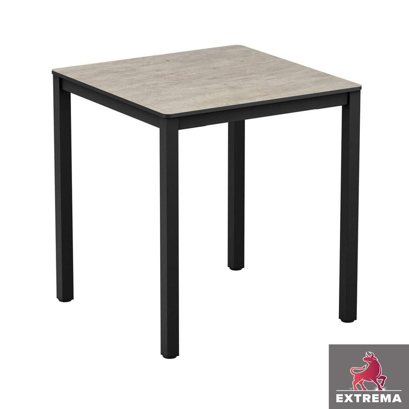 Extrema Black 4 Leg Square Dining Table - Textured Cement - NWOF