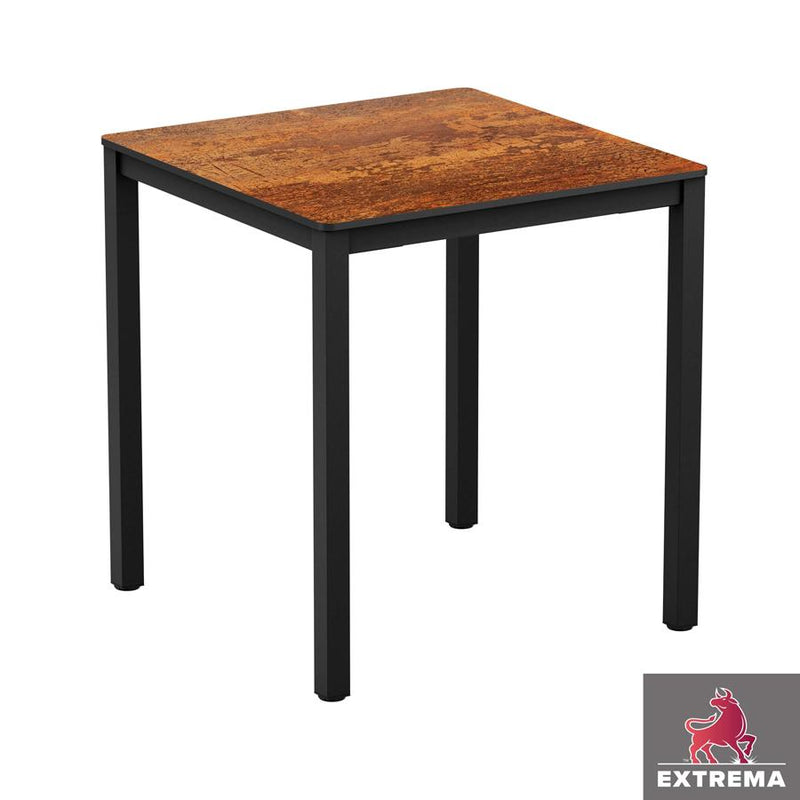 Extrema Black 4 Leg Square Dining Table - Textured Copper - NWOF