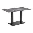 Black marble Extrema complete dining table by ZAP with textured Anzio black base, large rectangular design for modern dining spaces.