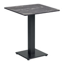 Extrema complete dining table by ZAP with black marble tabletop and Anzio black square base, textured finish.