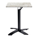 ZAP Extrema dining table with white Carrara marble top and deluxe black flip top base, modern square design