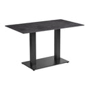 ZAP Extrema complete dining table with metallic anthracite tabletop and black Anzio base, rectangular shape, large size.