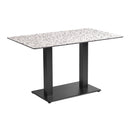 ZAP Extrema complete dining table with mixed terrazzo tabletop and Anzio black rectangular base, large rectangular shape.