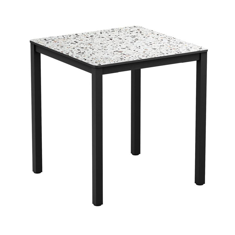 Extrema Black 4 Leg Square Dining Table - Mixed Terrazzo - NWOF
