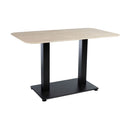 ZAP Extrema Premium dining table with beige travertine tabletop and Anzio black rectangular base for modern dining rooms