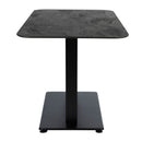 Extrema Premium black Moon dining table with Anzio black rectangular base, modern rectangular shape, and sleek design by ZAP.
