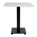 ZAP Extrema Premium square dining table with white marble top and black Anzio base, ideal for modern dining spaces