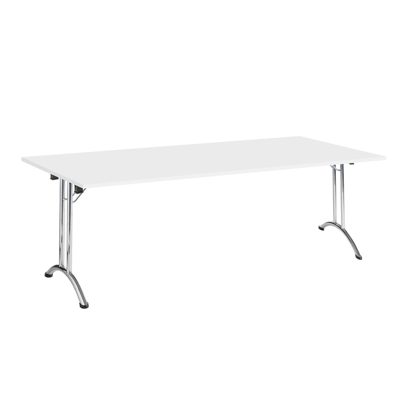 Versa Folding Rectangular Table With Tubular Chrome Frame - White - NWOF