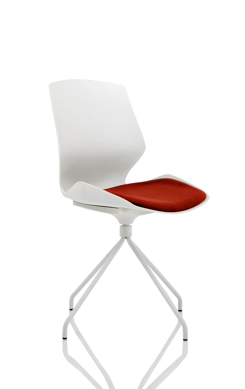 Florence Spindle White Frame Fabric Seat Visitor Chair - NWOF