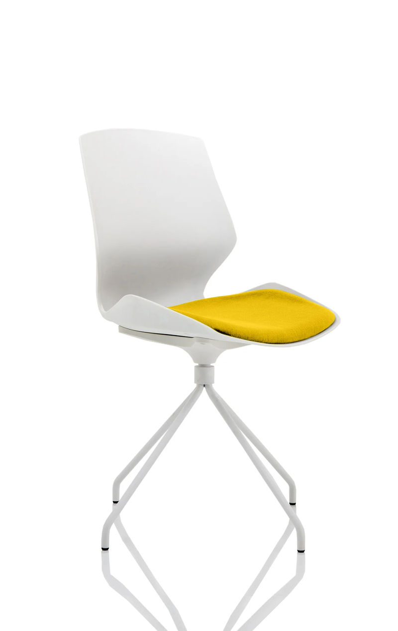 Florence Spindle White Frame Fabric Seat Visitor Chair - NWOF