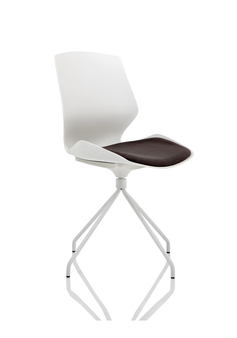 Florence Spindle White Frame Fabric Seat Visitor Chair - NWOF