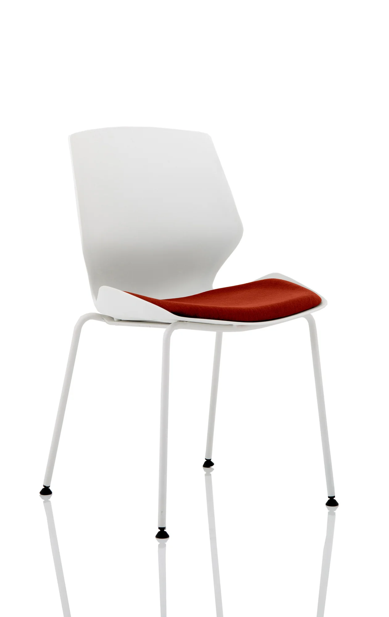 Florence White Frame Fabric Seat Visitor Chair - NWOF