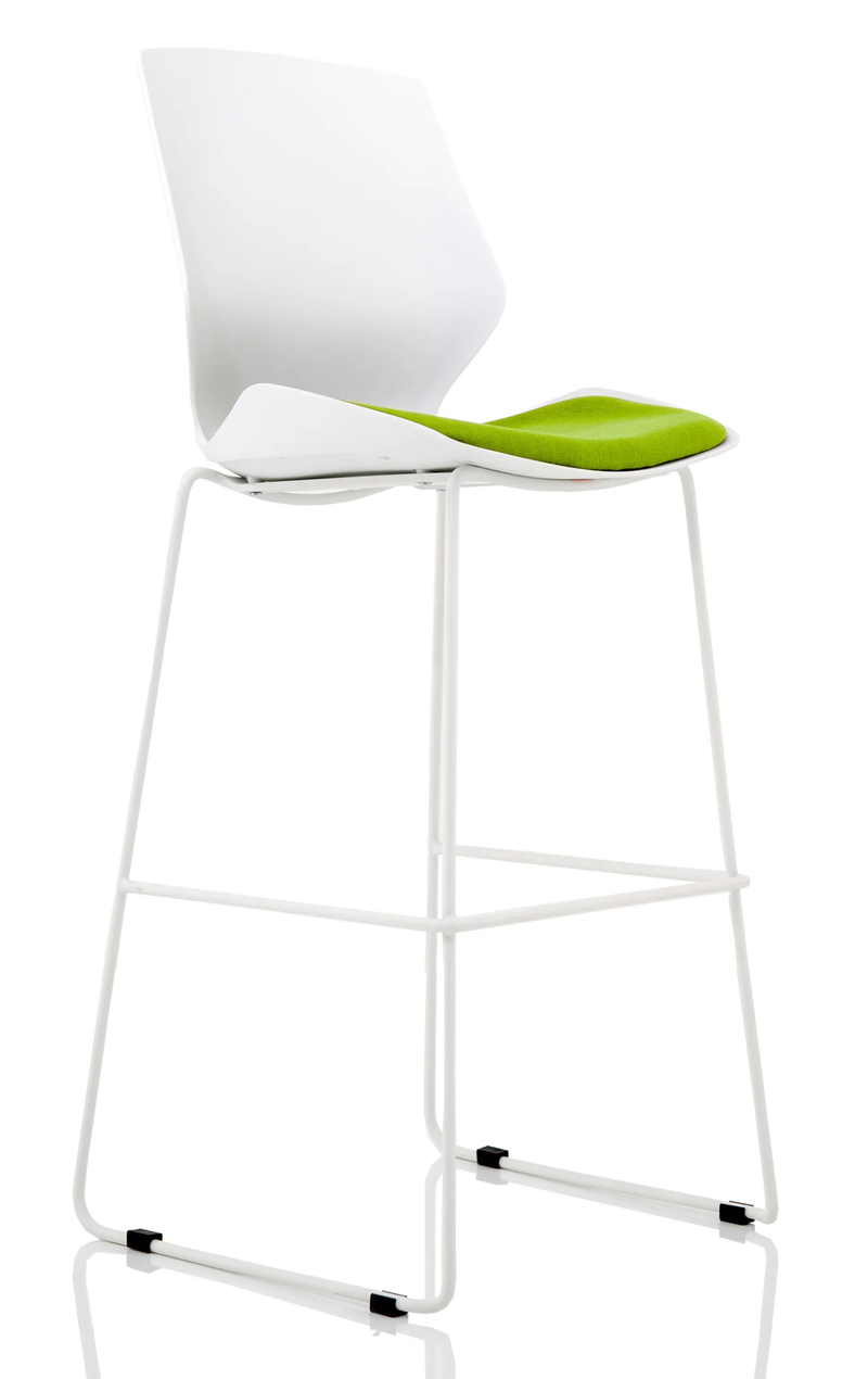 Florence White Frame Fabric Seat High Stool - NWOF