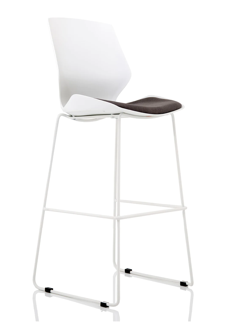 Florence White Frame Fabric Seat High Stool - NWOF