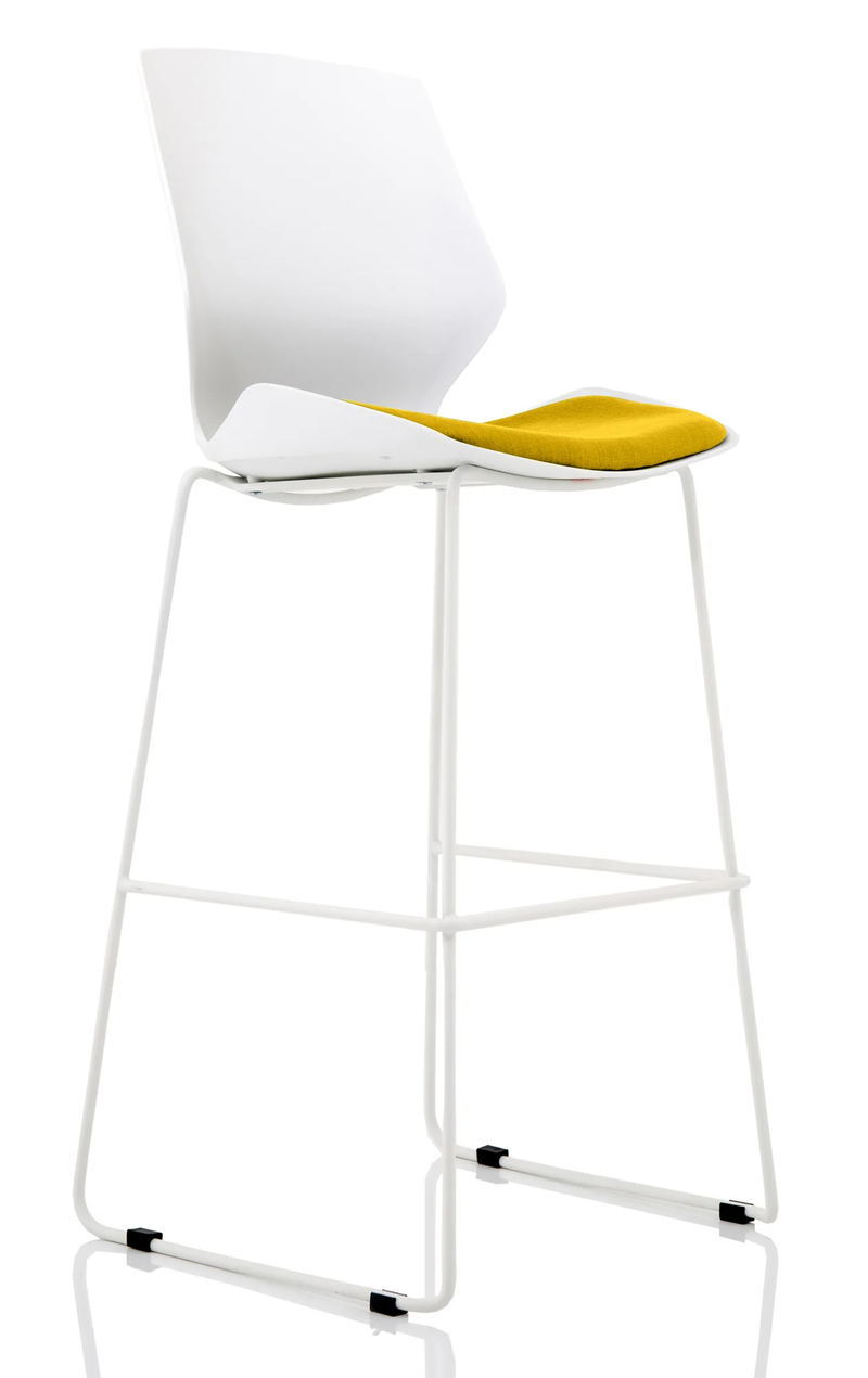 Florence White Frame Fabric Seat High Stool - NWOF