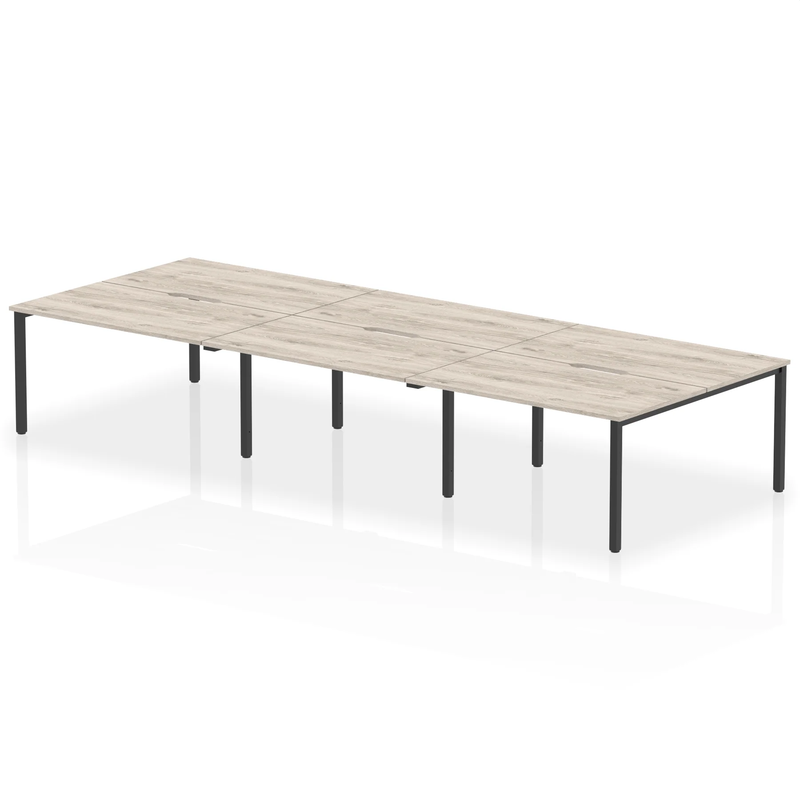 Evolve Plus B2B 6 Person Bench Desk - Grey Oak