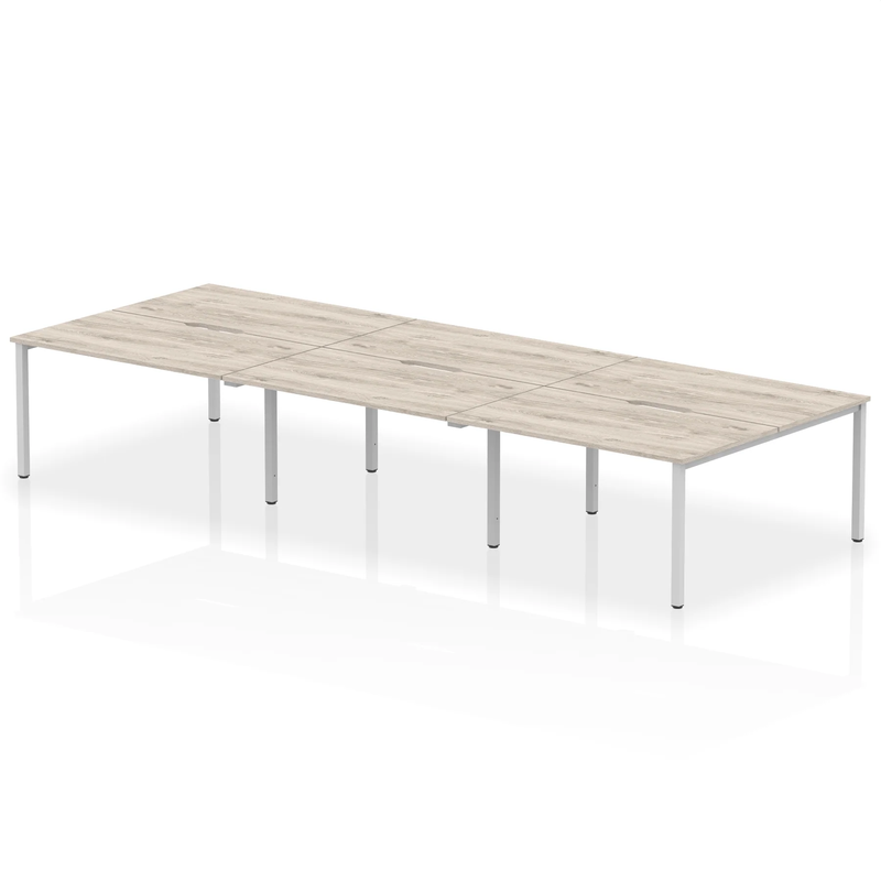 Evolve Plus B2B 6 Person Bench Desk - Grey Oak