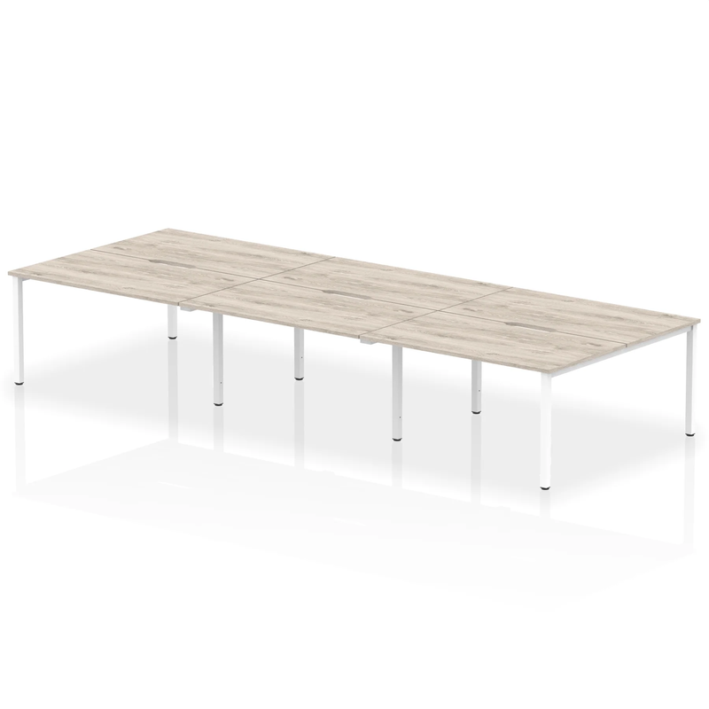 Evolve Plus B2B 6 Person Bench Desk - Grey Oak