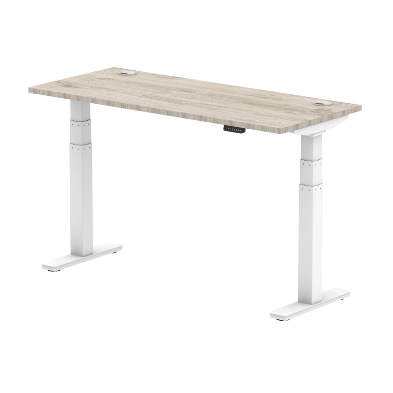 Air Slimline Height Adjustable Desk With Cable Ports - Grey Oak - NWOF