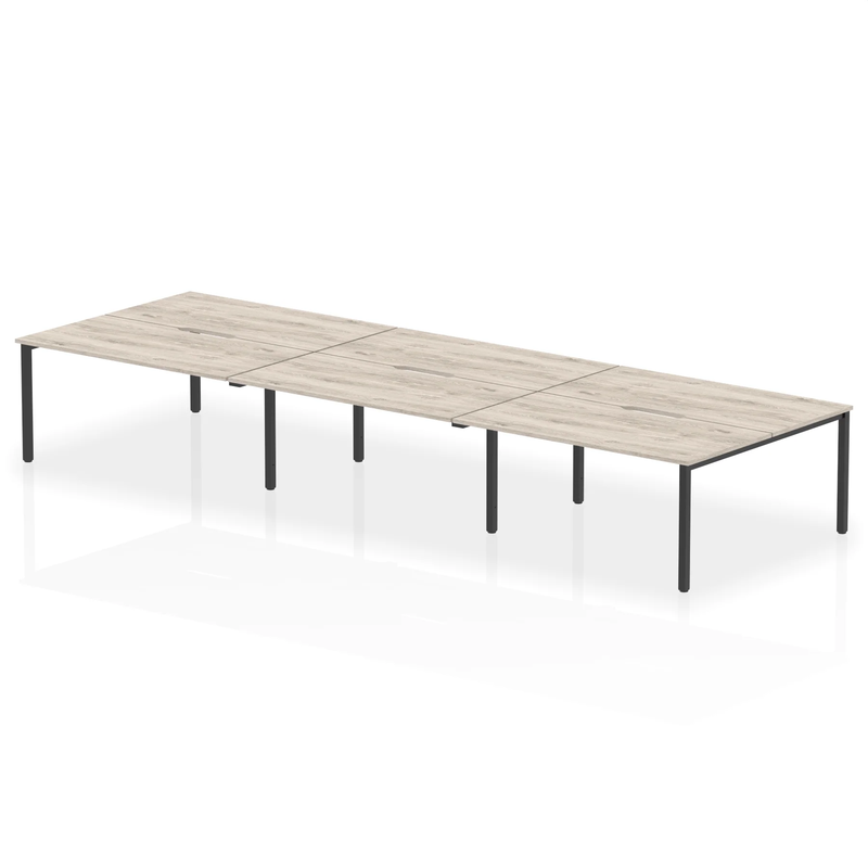 Evolve Plus B2B 6 Person Bench Desk - Grey Oak