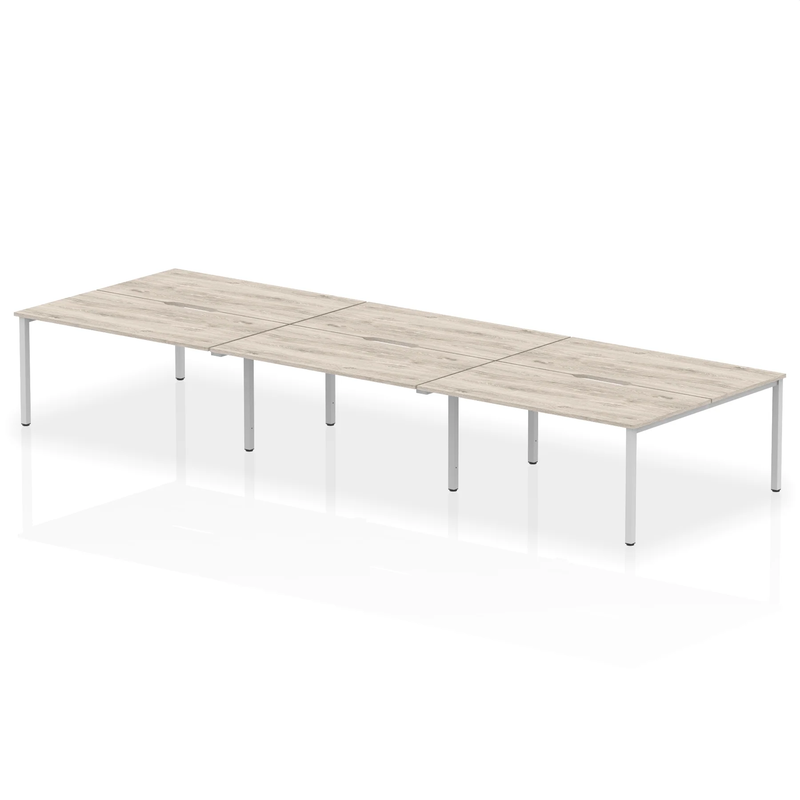 Evolve Plus B2B 6 Person Bench Desk - Grey Oak