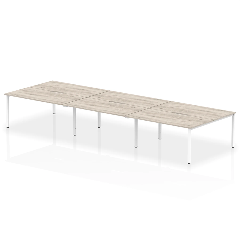 Evolve Plus B2B 6 Person Bench Desk - Grey Oak