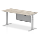 Air 800mm Deep Height Adjustable Desk With Cable Ports & Steel Modesty Panel - Grey Oak - NWOF
